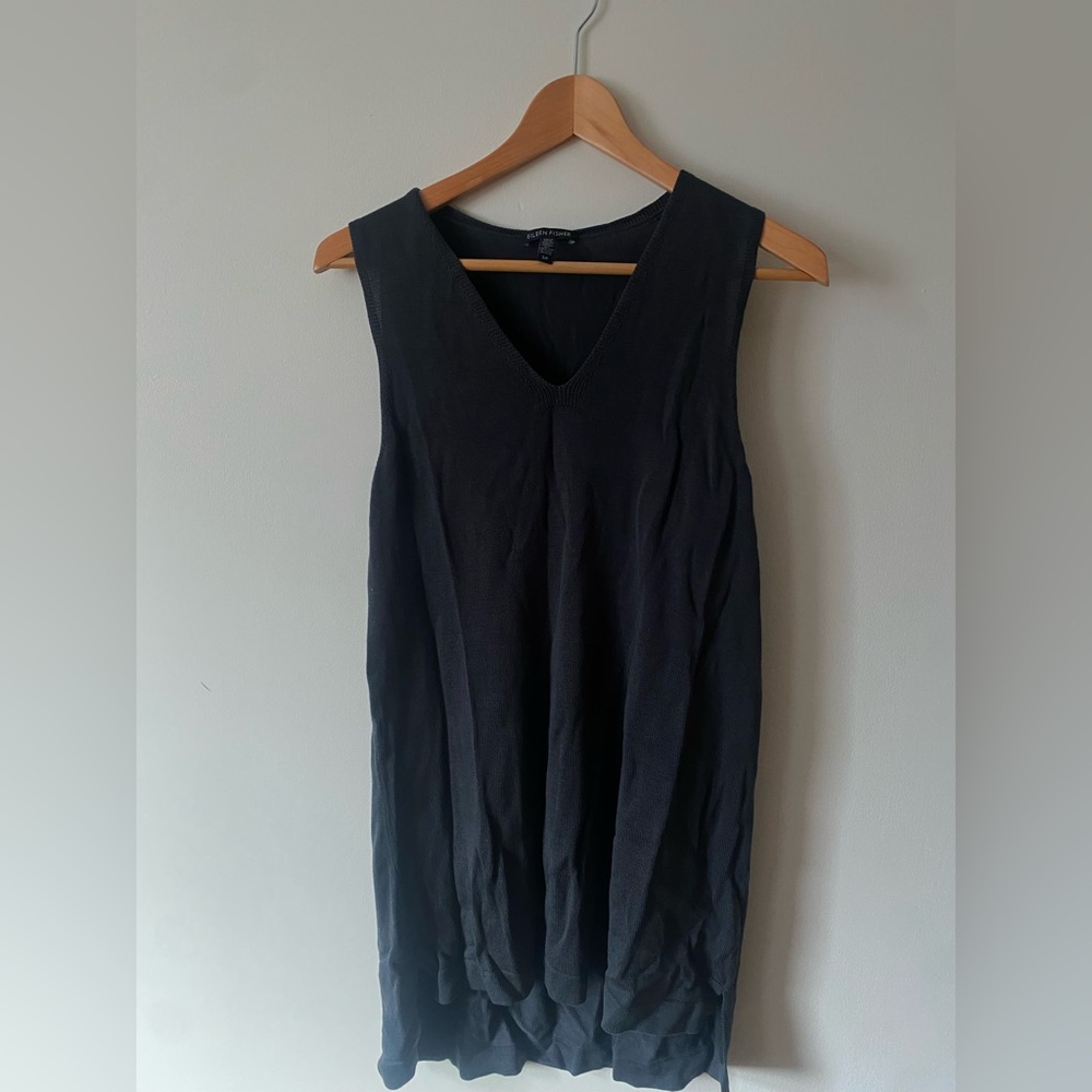 Eileen Fisher Black V-Neck Tank Top